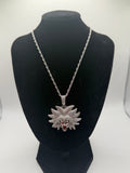 Broly pendant necklace - silver tone, spiky hair