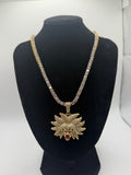 Broly pendant necklace - gold tone on tennis chain