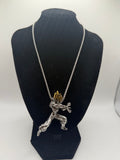 Super Saiyan Goku pendant necklace - silver body, gold hair