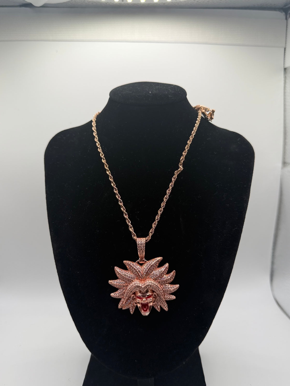 Broly pendant necklace - rose gold tone, spiky hair