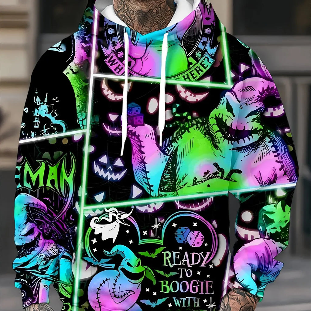 Oogie Boogie Neon Grid Hoodie — With Pocket