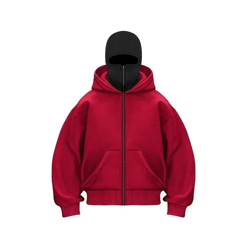 Balaclava Gothic Hoodie — Double Hood, Zipper Mask