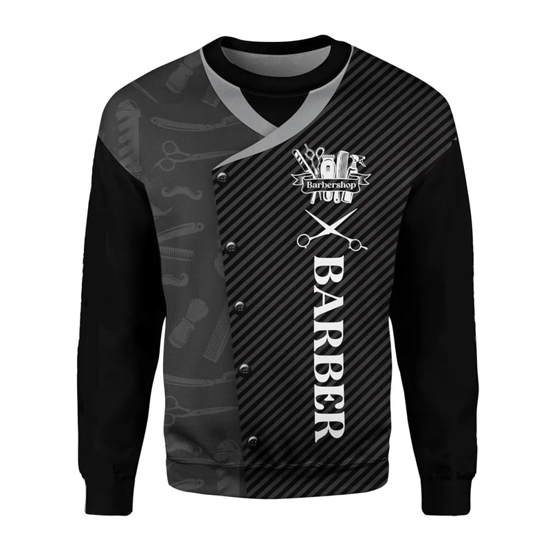 Barber Shop Graphic Hoodie — Oversized