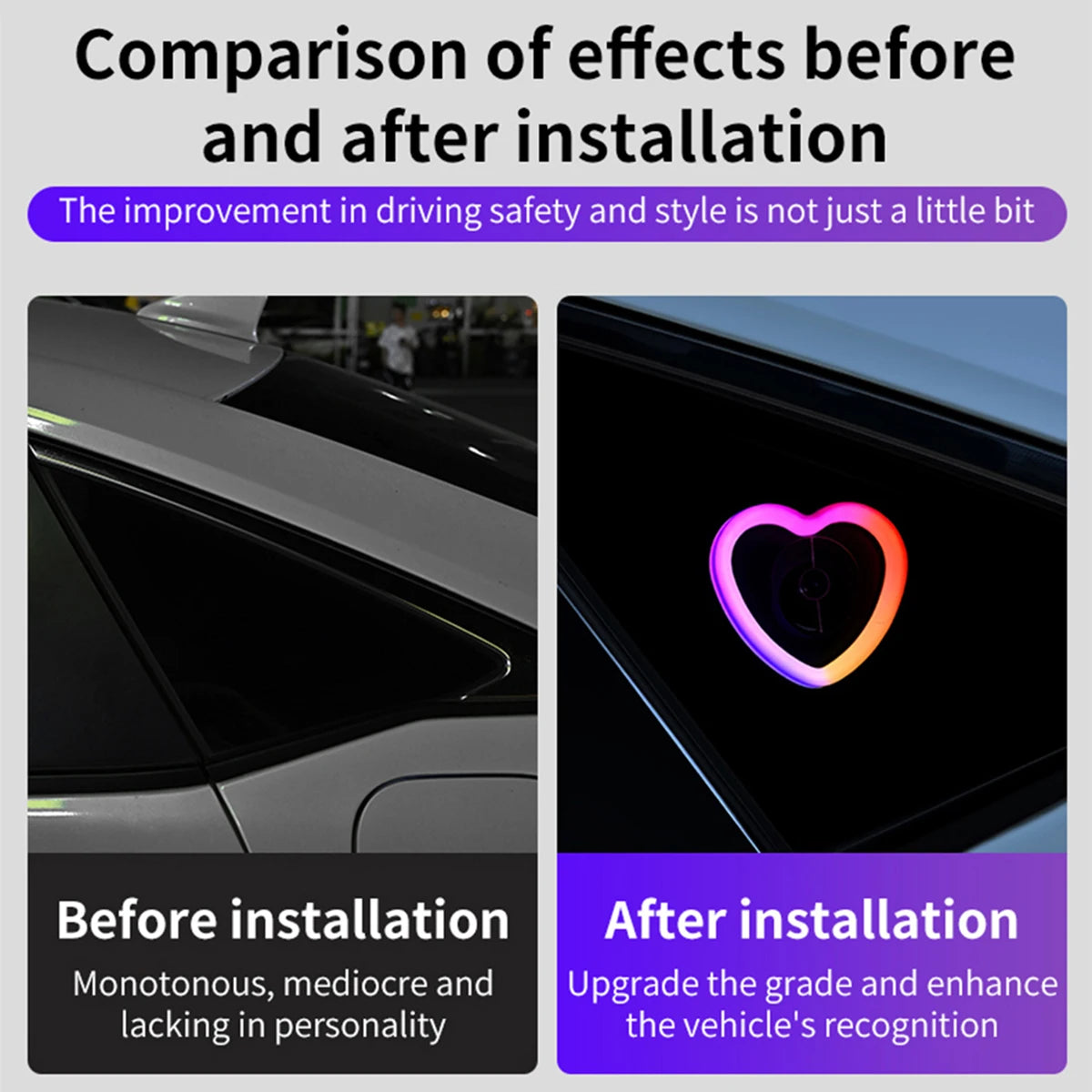USB Heart LED Car Light — Colorful Ambient