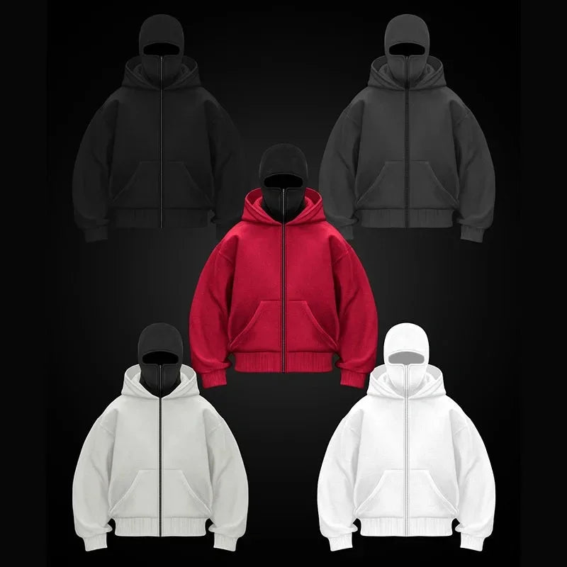 Balaclava Gothic Hoodie — Double Hood, Zipper Mask