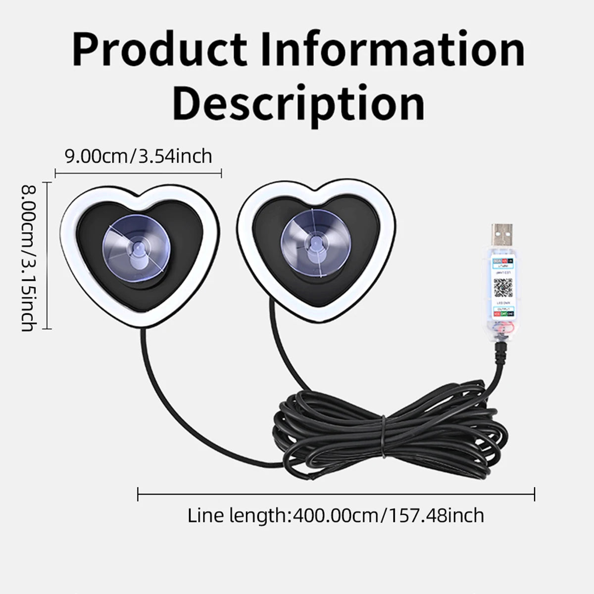 USB Heart LED Car Light — Colorful Ambient