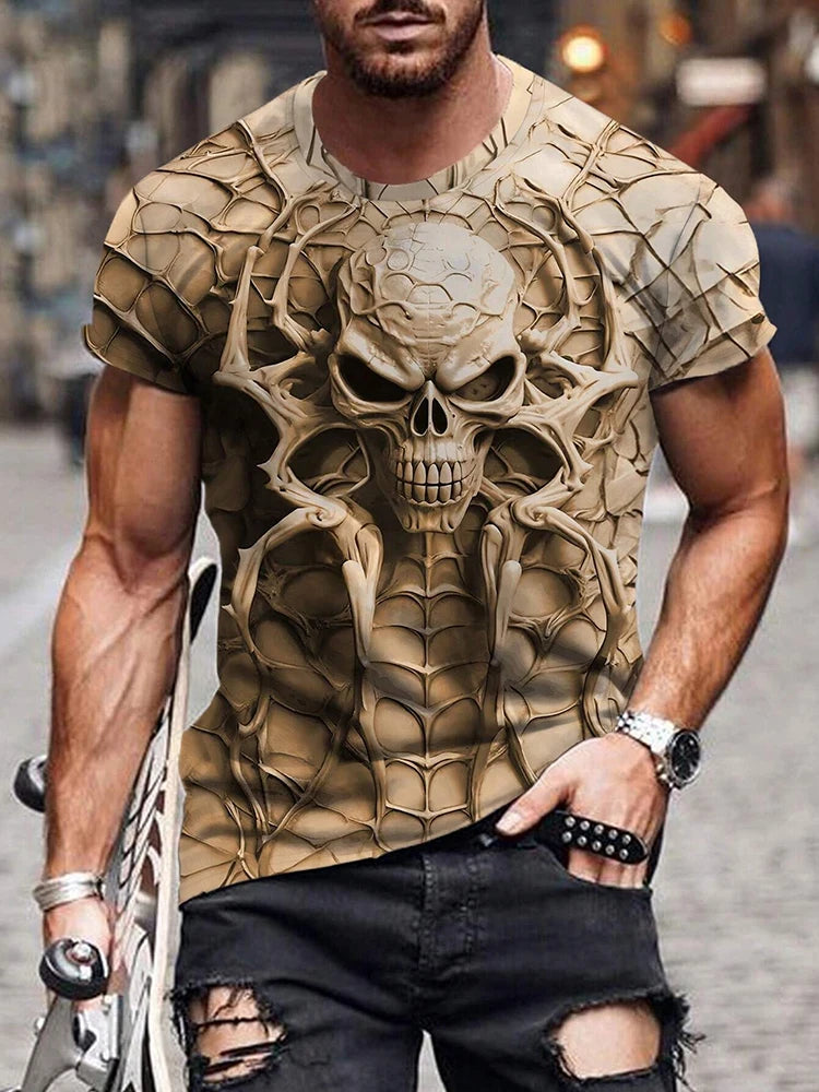 Spider Print T-Shirt — Short Sleeve, Casual