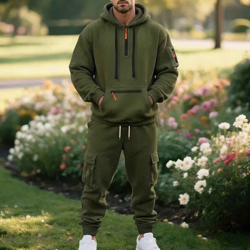 Heavyweight Fleece Tracksuit Set — Winter, Half-Zip