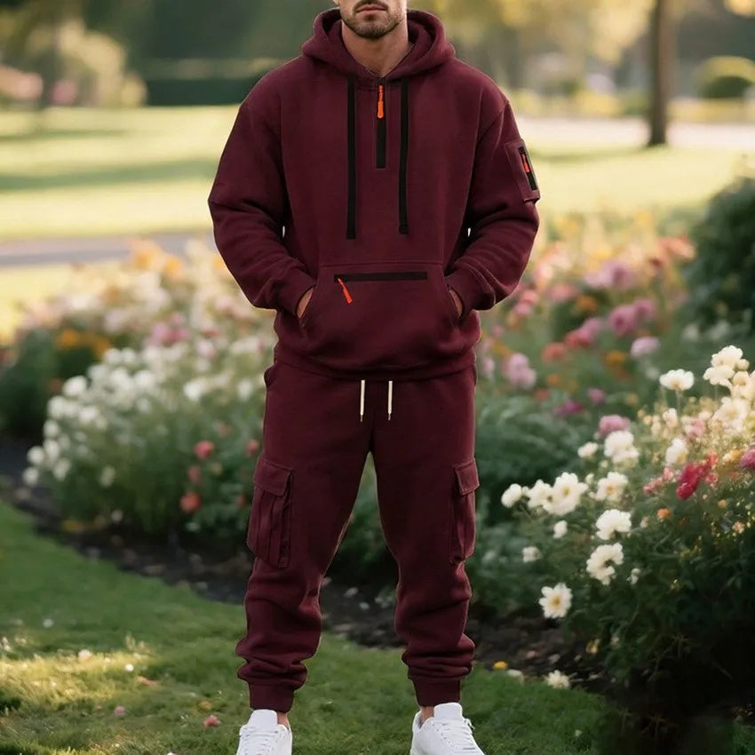 Heavyweight Fleece Tracksuit Set — Winter, Half-Zip