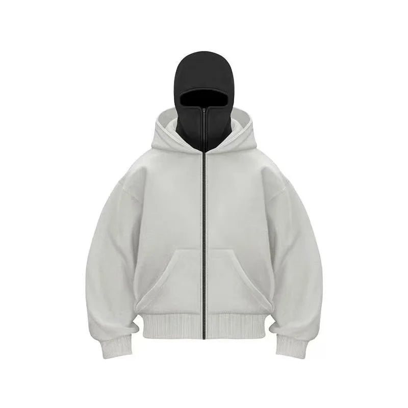 Balaclava Gothic Hoodie — Double Hood, Zipper Mask
