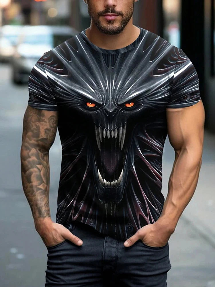 Spider Print T-Shirt — Short Sleeve, Casual