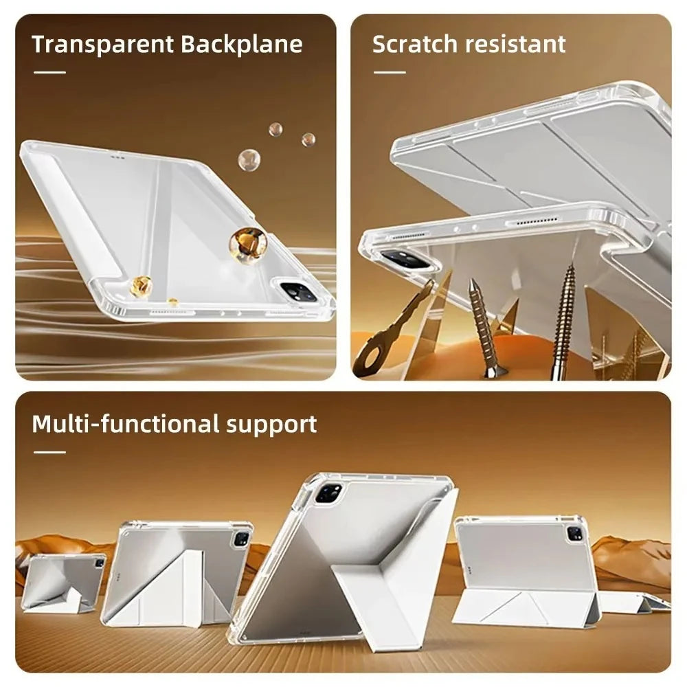 Y-Fold Clear Case for iPad — With Pen Holder