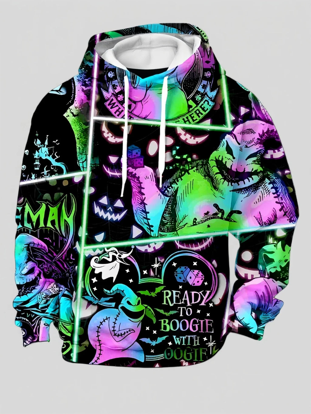 Oogie Boogie Neon Grid Hoodie — With Pocket
