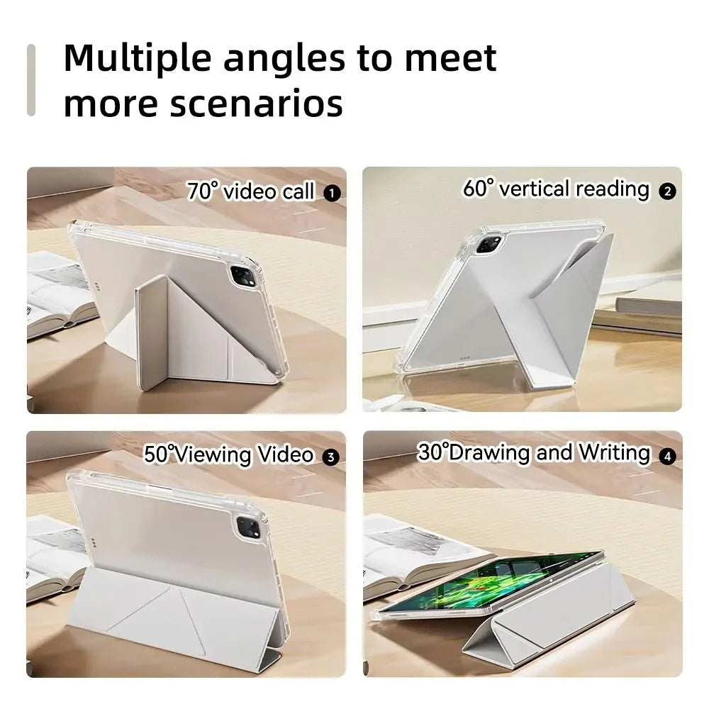 Y-Fold Clear Case for iPad — With Pen Holder