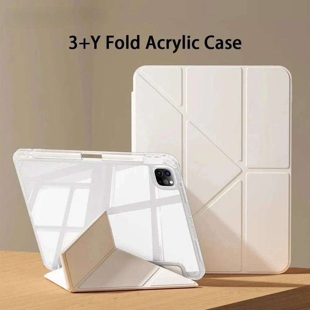 Y-Fold Clear Case for iPad — With Pen Holder