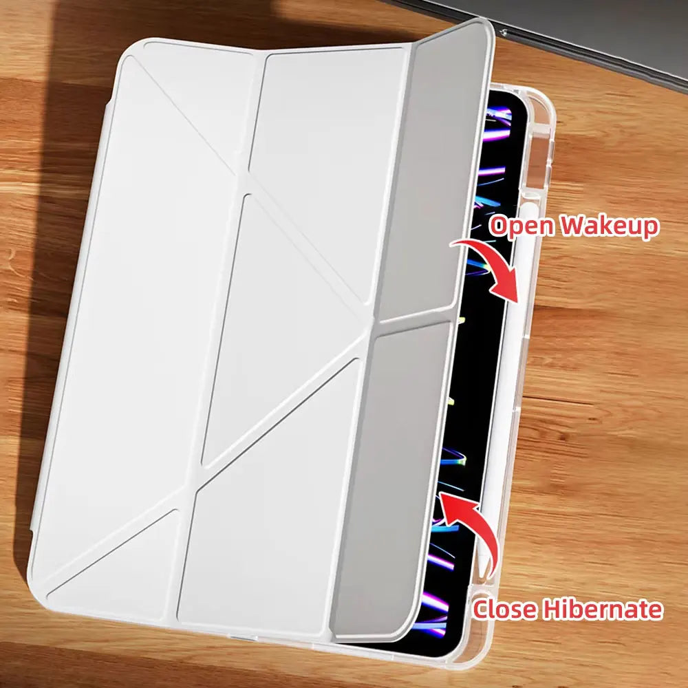 Y-Fold Clear Case for iPad — With Pen Holder
