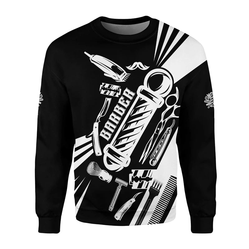 Barber Shop Graphic Hoodie — Oversized