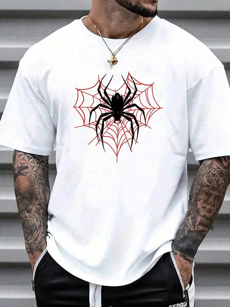 Spider Print T-Shirt — Short Sleeve, Casual
