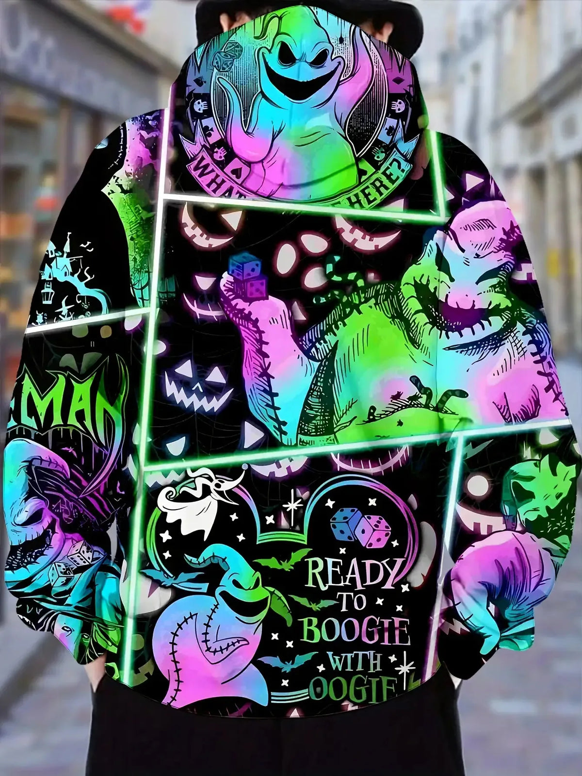 Oogie Boogie Neon Grid Hoodie — With Pocket