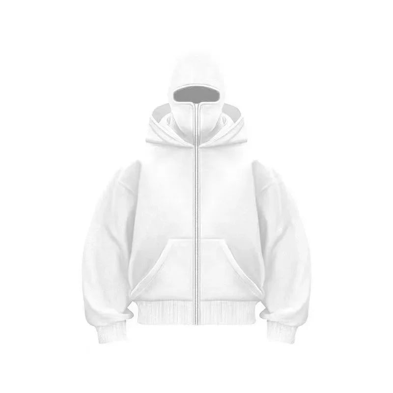 Balaclava Gothic Hoodie — Double Hood, Zipper Mask