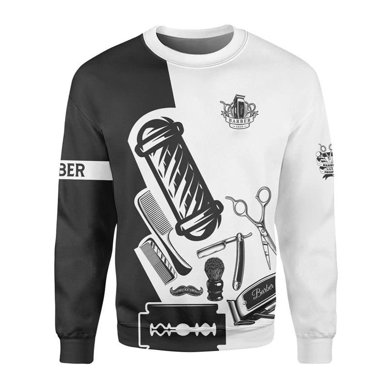 Barber Shop Graphic Hoodie — Oversized