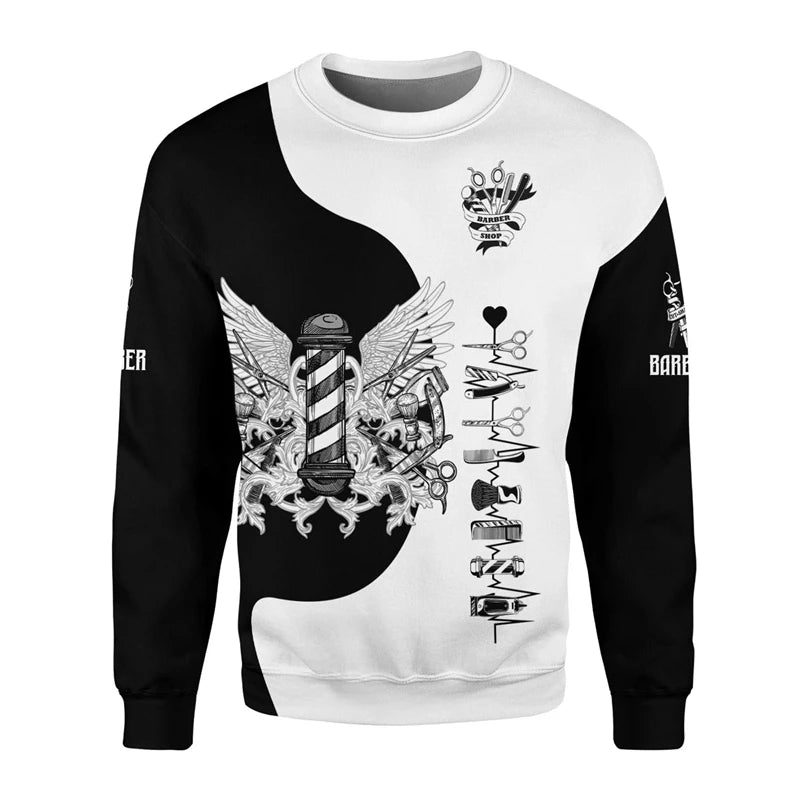 Barber Shop Graphic Hoodie — Oversized