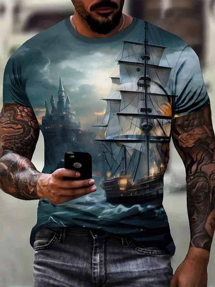 Spider Print T-Shirt — Short Sleeve, Casual