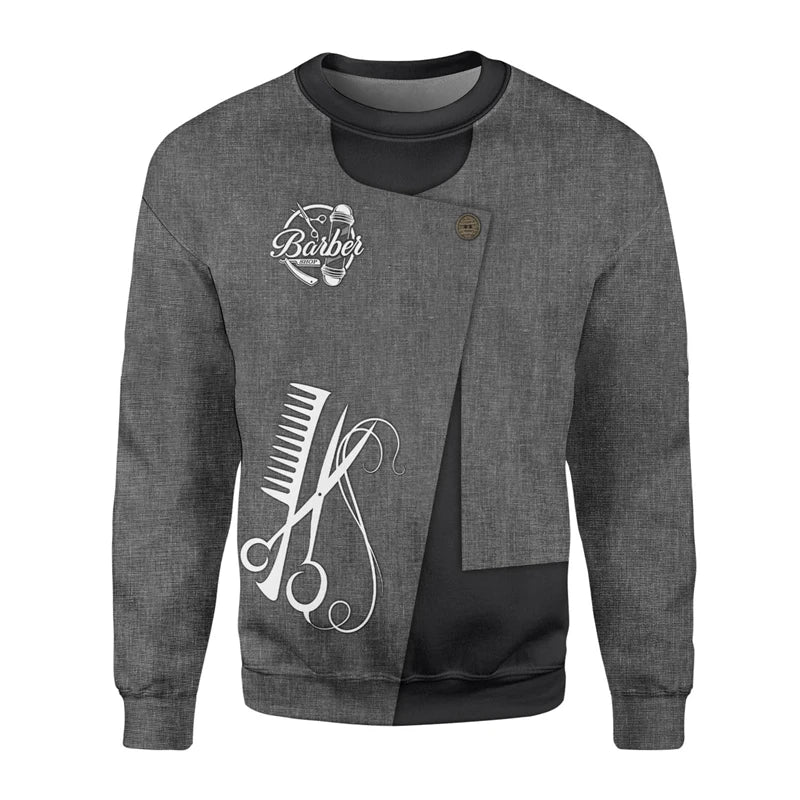 Barber Shop Graphic Hoodie — Oversized