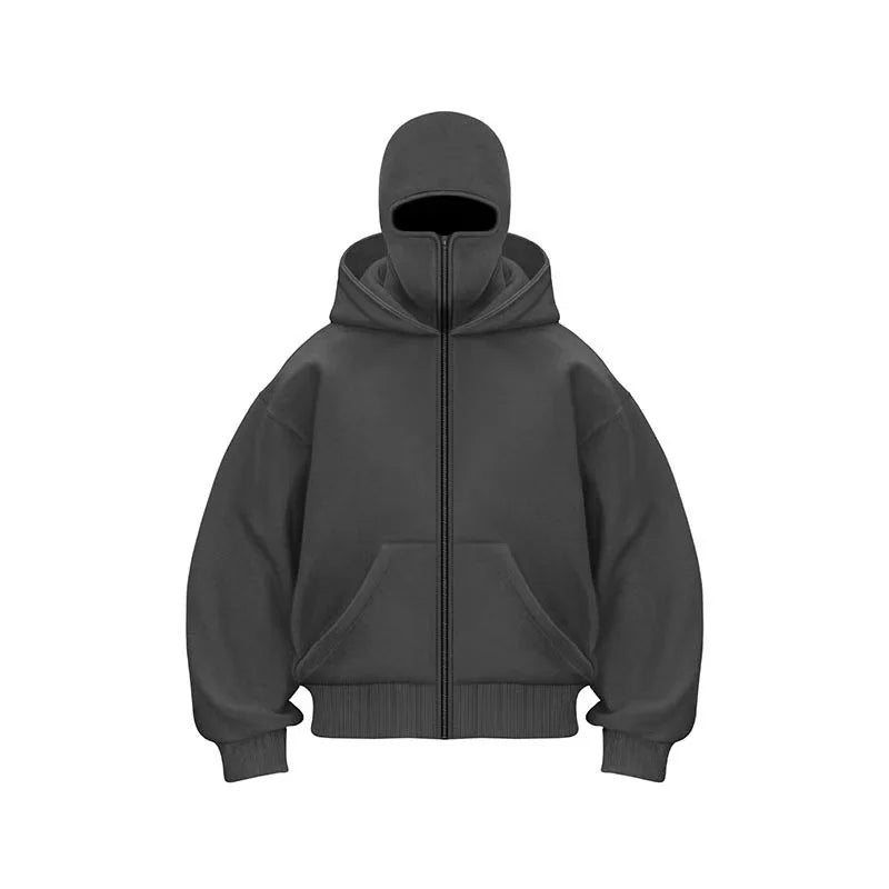 Balaclava Gothic Hoodie — Double Hood, Zipper Mask