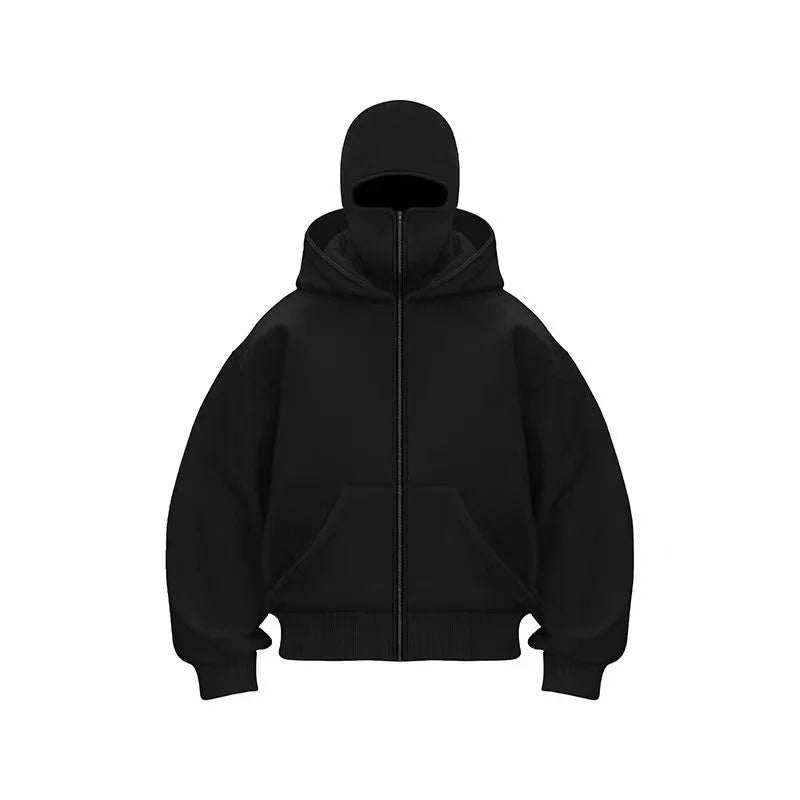Balaclava Gothic Hoodie — Double Hood, Zipper Mask