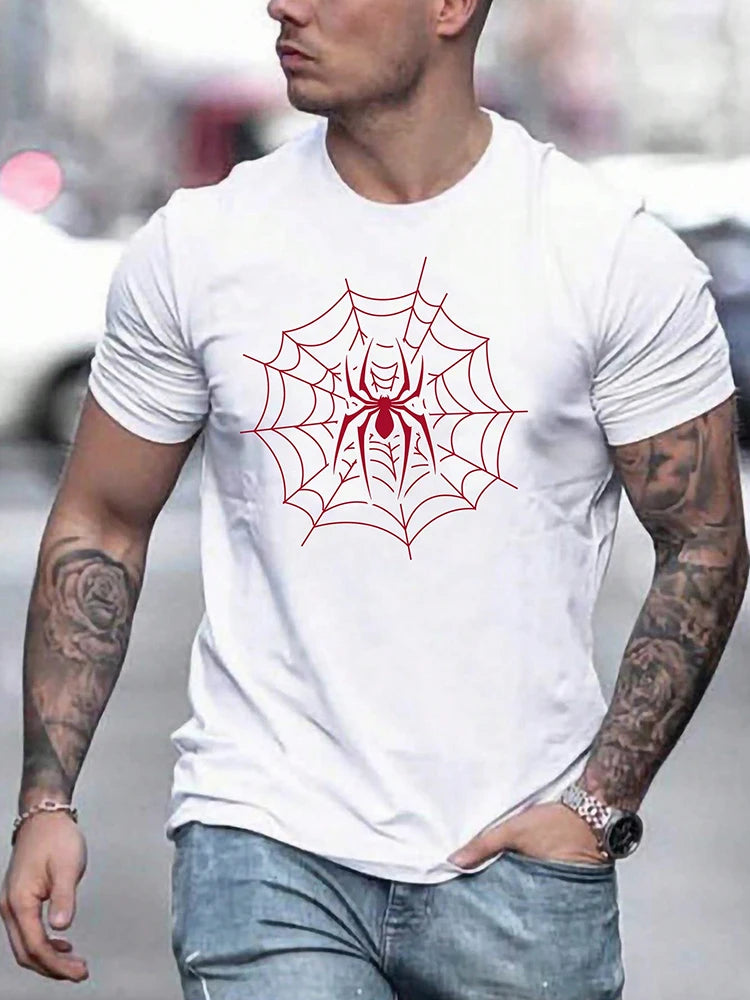 Spider Print T-Shirt — Short Sleeve, Casual