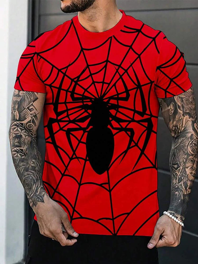 Spider Print T-Shirt — Short Sleeve, Casual