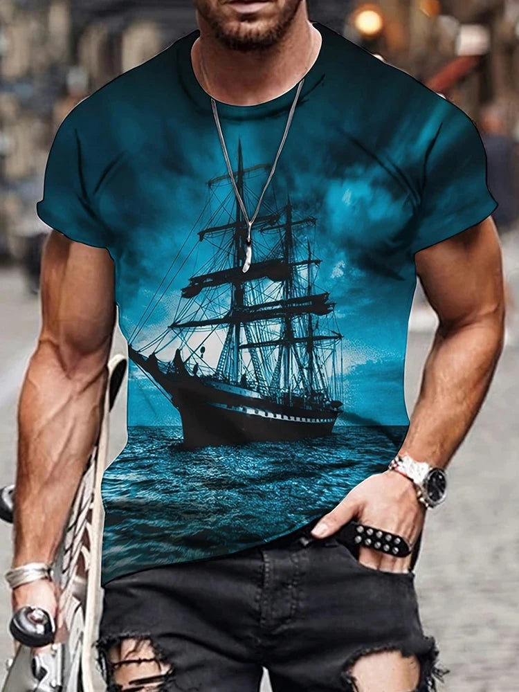 Spider Print T-Shirt — Short Sleeve, Casual