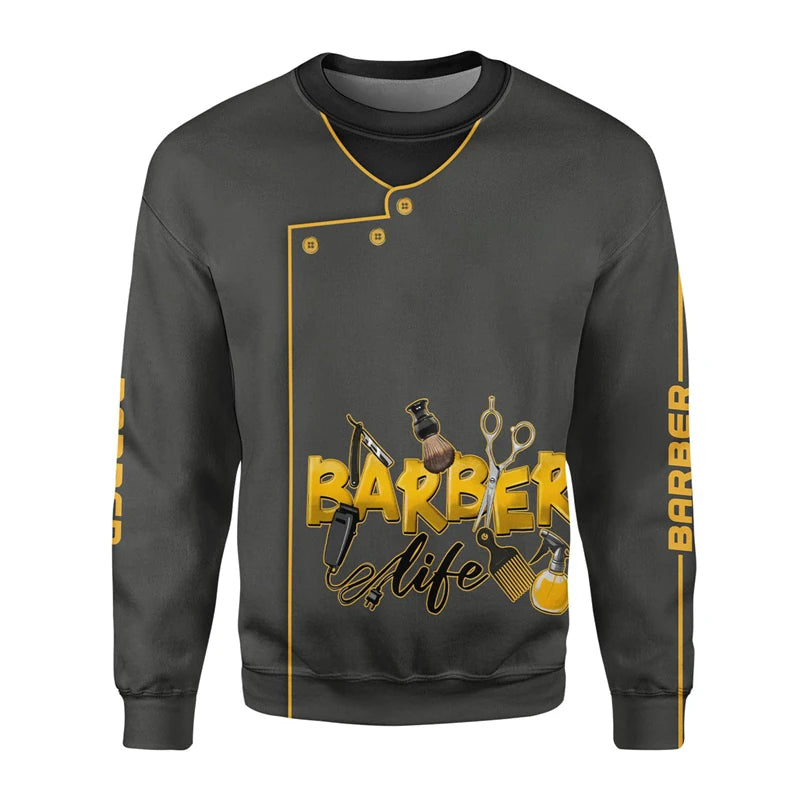 Barber Shop Graphic Hoodie — Oversized
